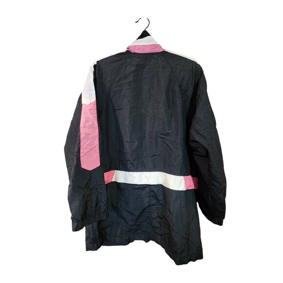 Vintage Mariel Womens Nylon Windbreaker Jacket Black With Pink & White Stripes S - Picture 2 of 3